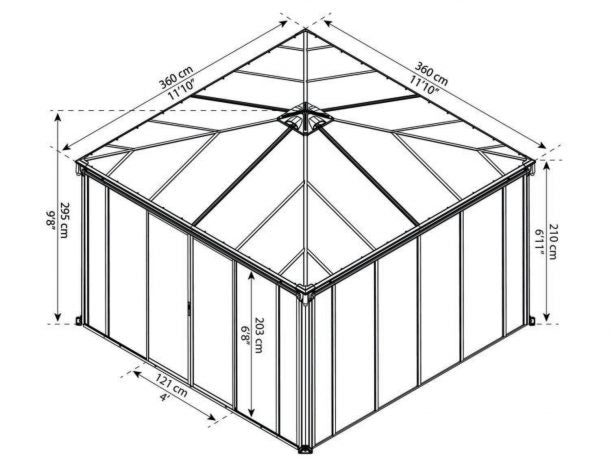 Enclosed Gazebo Kit -Ledro 12 ft. x. 12 ft. Grey Structure & Hybrid Panels