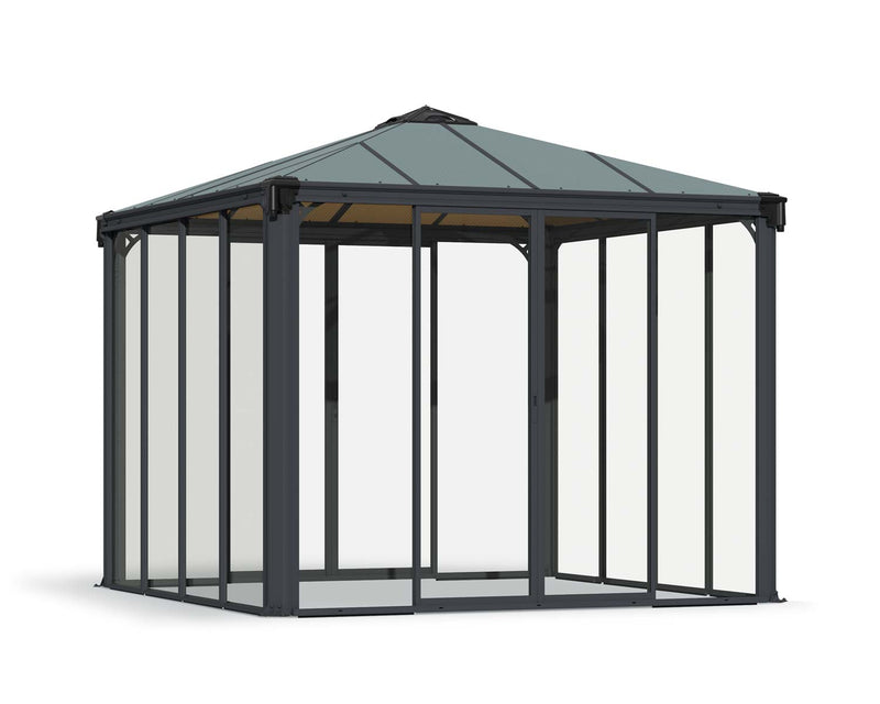 Enclosed Gazebo Kit - Ledro 10 ft. x. 10 ft. Grey Structure & Hybrid Panels