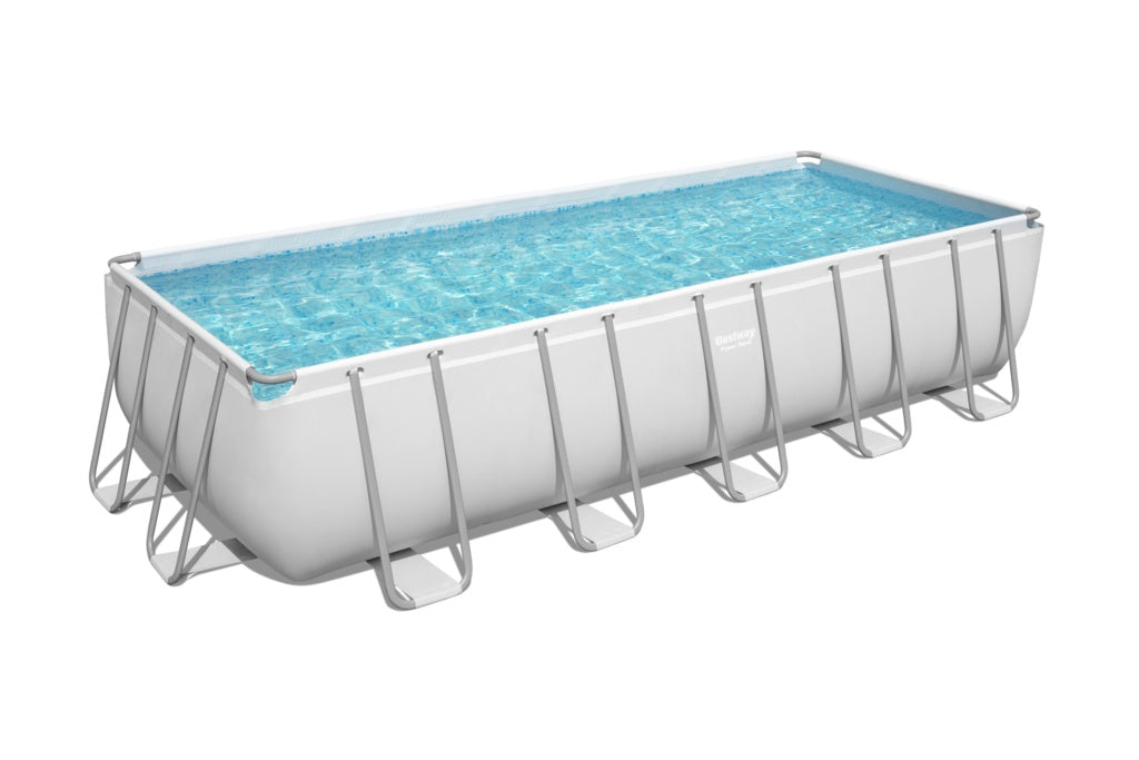 Bestway Power Steel Rectangular 21ft x 9ft x 52" Above Ground Swimming Pool, Set and Pool Cover