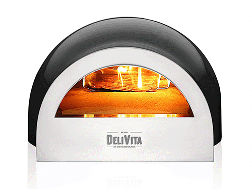DeliVita Eco Wood & Gas Fired Oven - Very Black + Regulator & Hose