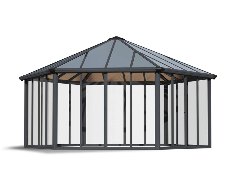 Enclosed Gazebo Garda 17 ft. x. 20 ft Kit - Grey Structure & Hybrid Panels