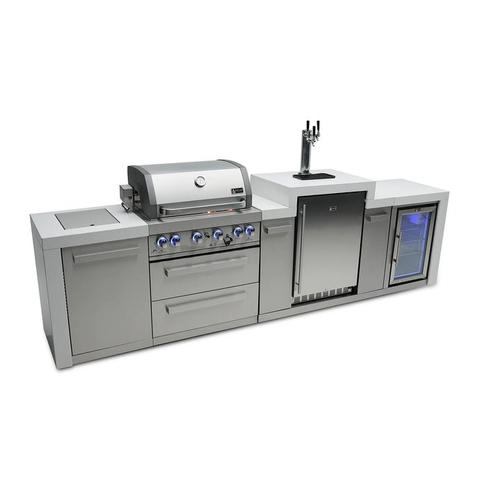 Mont Alpi Outdoor kitchen 400 Deluxe BBQ Grill Island with Kegerator & Fridge Cabinet - MAi400-DKEGFC