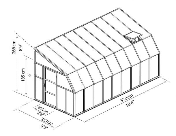 Enclosed Gazebo 8 ft. x 18 ft. Solarium Kit - White Structure & Hybrid Panels