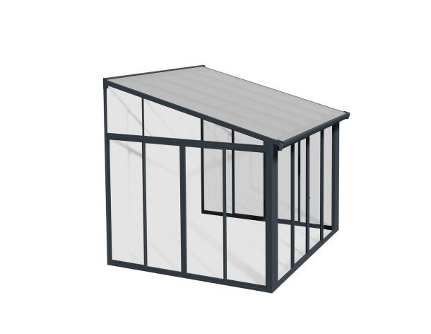 Enclosed Gazebo Kit -Sanremo 10 ft. x 10 ft. Solarium Kit - Grey Structure & Hybrid Panels
