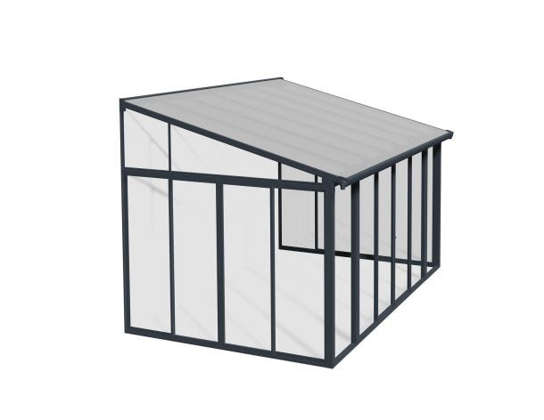 Enclosed Gazebo -Sanremo 10 ft. x 18 ft. Solarium Kit - Grey Structure & Hybrid Panels