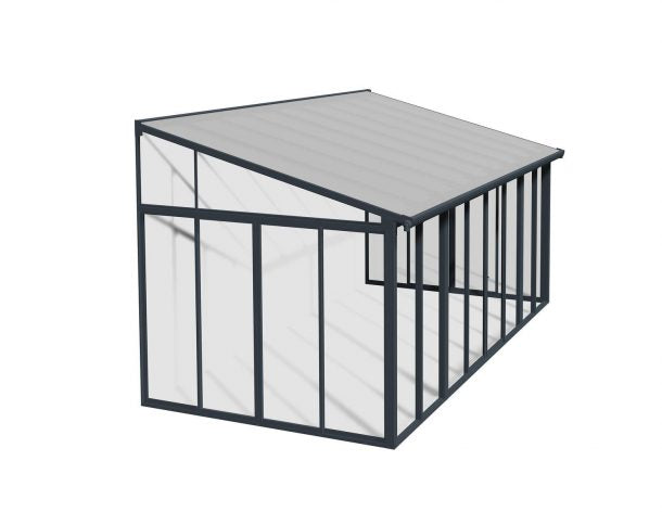 Enclosed Gazebo-Sanremo 10 ft. x 18 ft. Solarium Kit - Grey Structure & Hybrid Panels