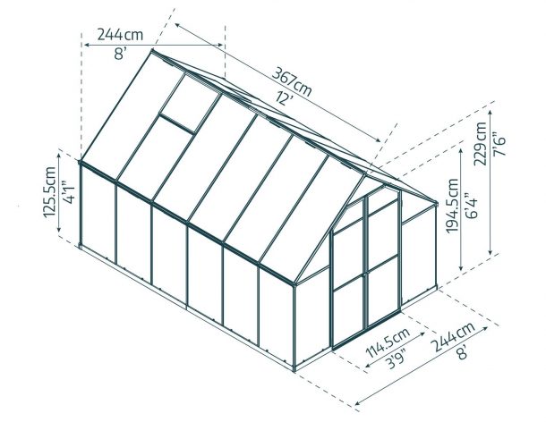 Essence 8 ft. x 12 ft. Greenhouse Kit - Silver Structure & Twin Wall Panels