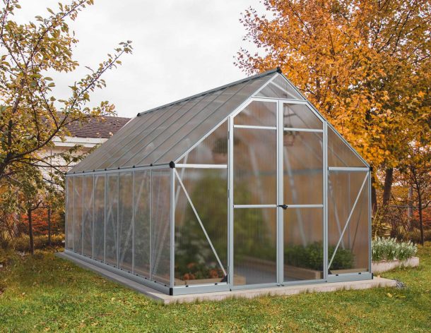Essence 8 ft. x 16 ft. Greenhouse Kit - Silver Structure & Twin Wall Panels