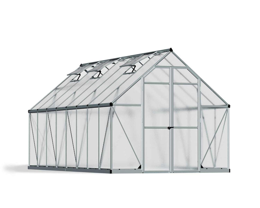 Essence 8 ft. x 16 ft. Greenhouse Kit - Silver Structure & Twin Wall Panels