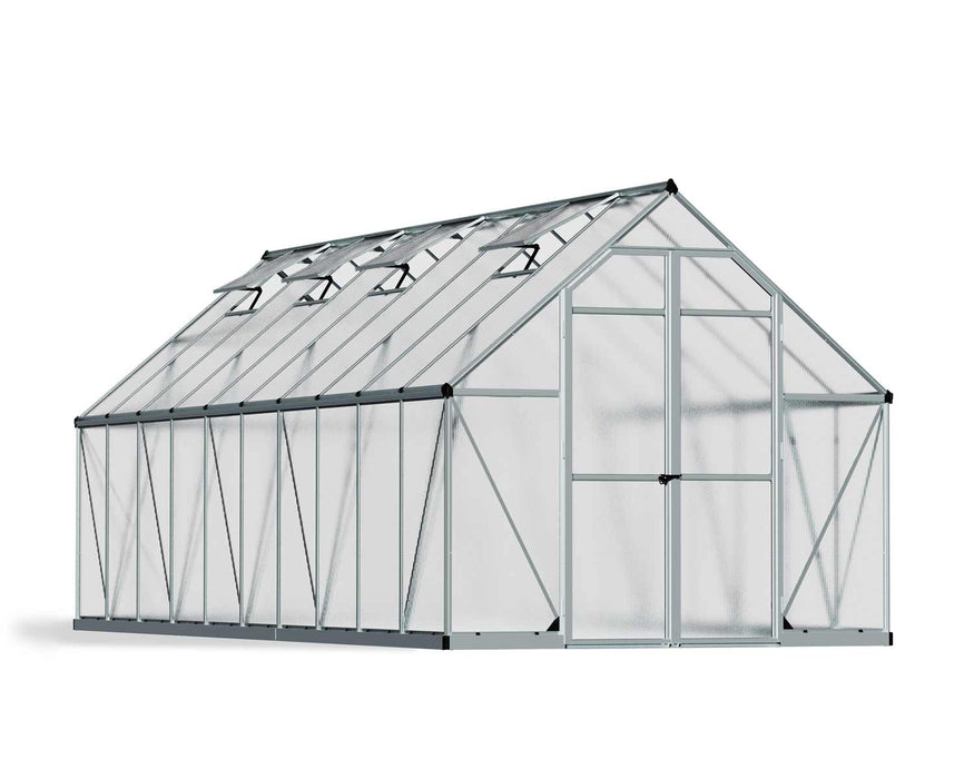 Essence 8 ft. x 20 ft. Greenhouse Kit - Silver Structure & Twin Wall Panels