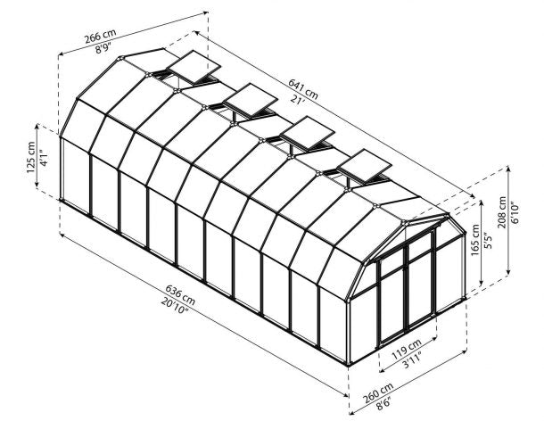 Hobby Gardener 8 ft. x 20 ft. Greenhouse Kit - Green Structure & Frost Twinwall Panels