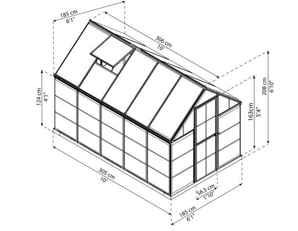 Hybrid 6 ft. x 10 ft. Greenhouse Kit - Hybrid Panels
