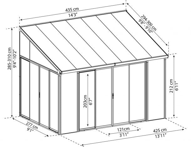 Enclosed Gazebo -Sanremo 10 ft. x 18 ft. Solarium Kit - Grey Structure & Hybrid Panels