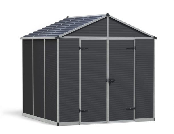 Rubicon 8 ft. x 8 ft. Shed With Floor - Dark Grey Panels