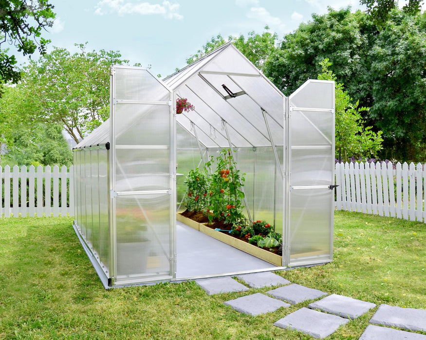 Essence 8 ft. x 12 ft. Greenhouse Kit - Silver Structure & Twin Wall Panels