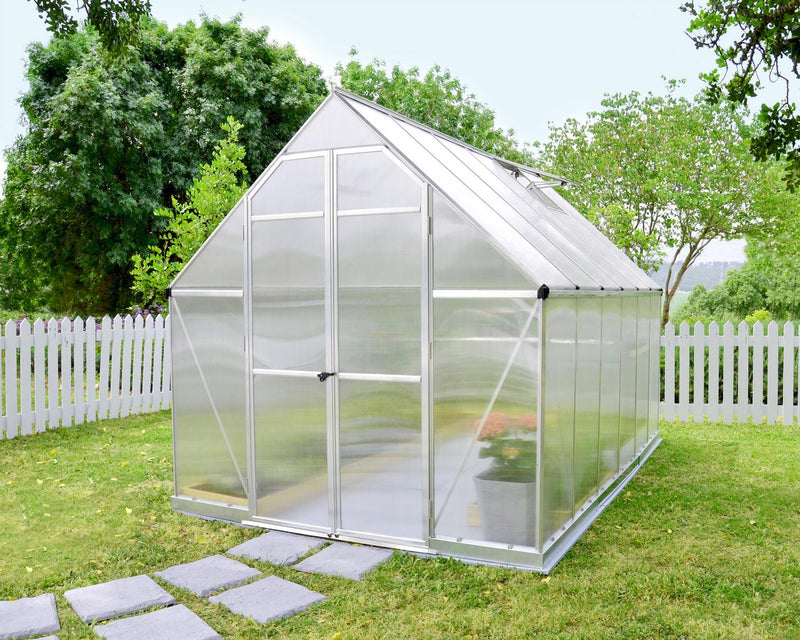 Essence 8 ft. x 12 ft. Greenhouse Kit - Silver Structure & Twin Wall Panels