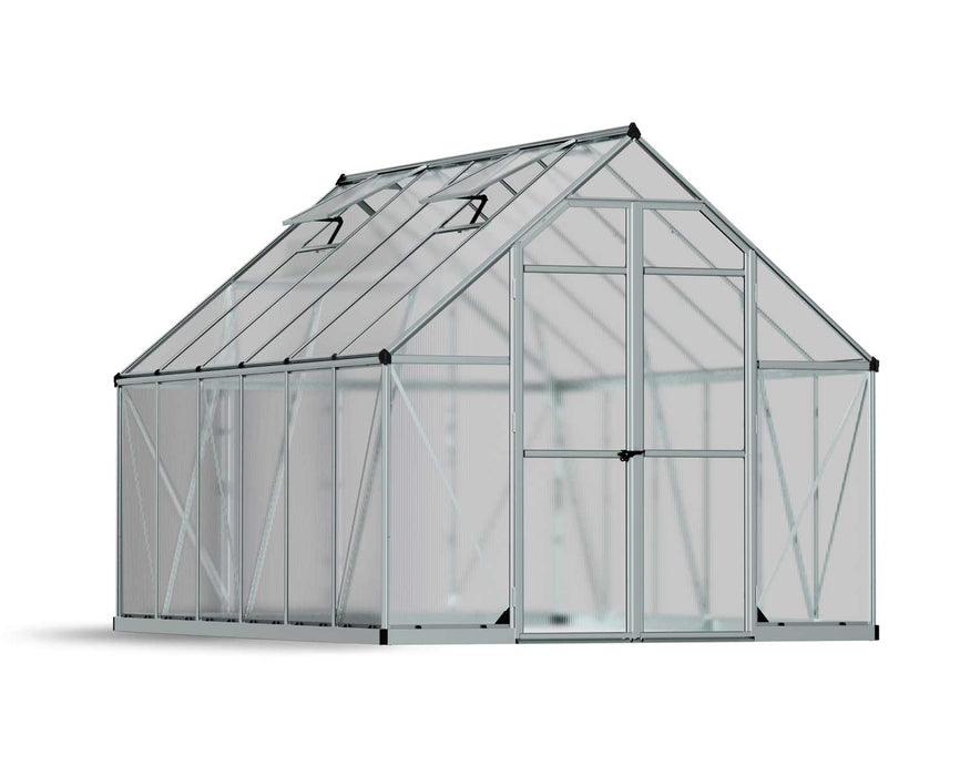 Essence 8 ft. x 12 ft. Greenhouse Kit - Silver Structure & Twin Wall Panels