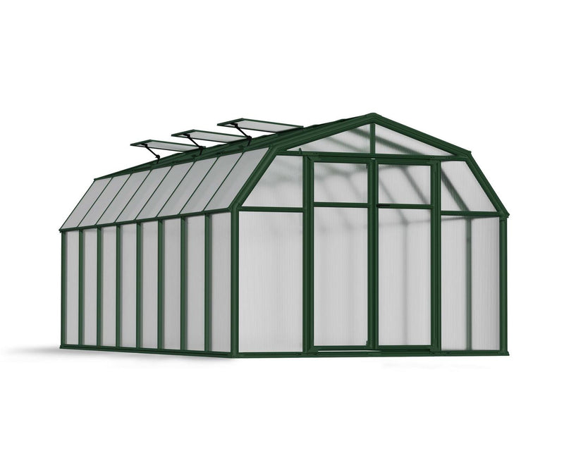 Hobby Gardener 8 ft. x 16 ft. Greenhouse Kit - Green Structure & Frost Twinwall Panels
