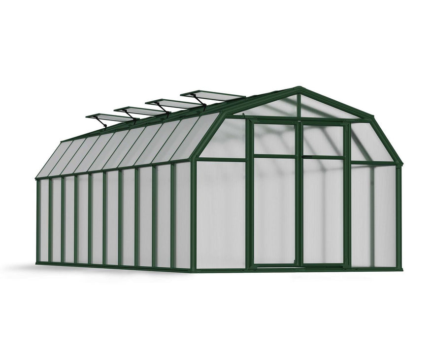 Hobby Gardener 8 ft. x 20 ft. Greenhouse Kit - Green Structure & Frost Twinwall Panels