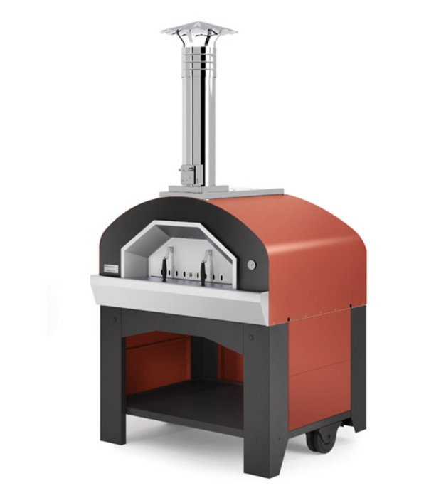 Fontana Prometeo Commercial Wood Fired Pizza Oven with Cart - Rosso