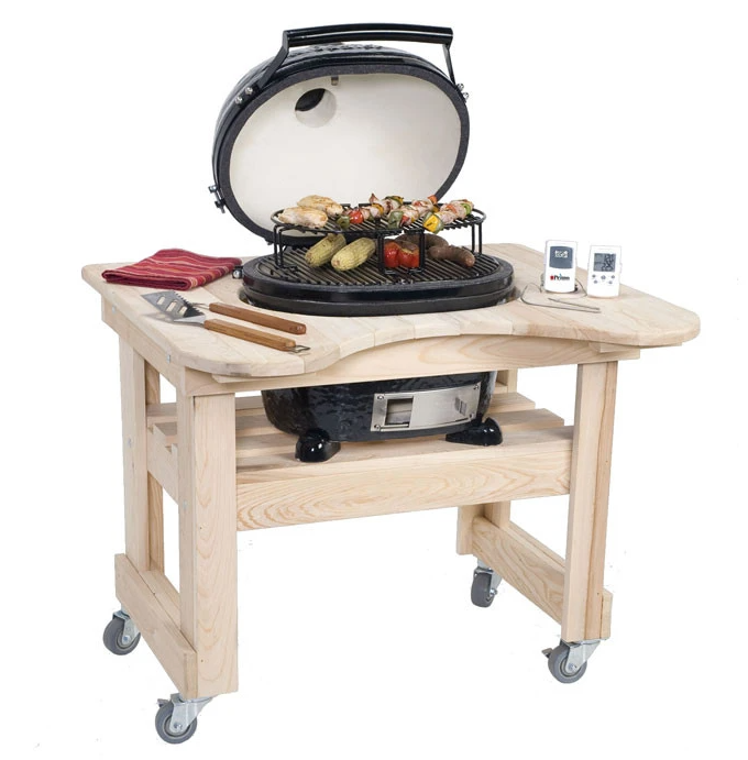 Primo Oval 200 Grill With Steel Cart & Side Shelves