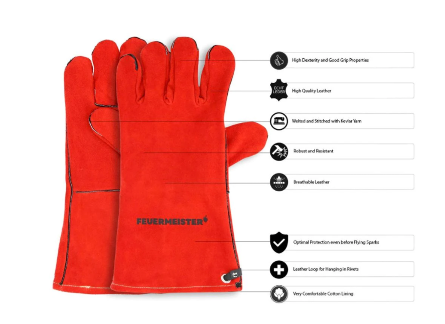 Feuermeister Grill Gloves in Red Leather