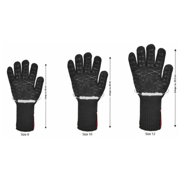 Feuermeister Premium BBQ Grill Gloves Size 12 in Black Aramid