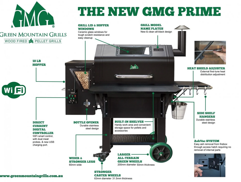GMG Jim Bowie Prime Wood Pellet Smoker Black lid