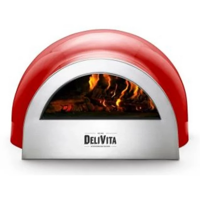 DeliVita Eco Wood & Gas Fired Oven - Chilli Red + Regulator & Hose
