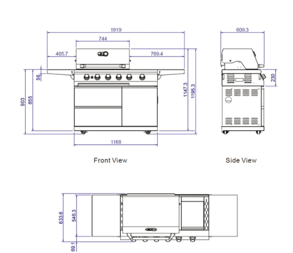 Whistler Cirencester 4 Burner Barbecue with Side Burner + Rotisserie + Cover