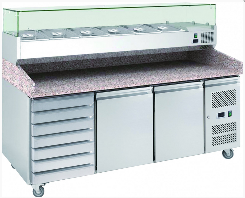 CHEFSRANGE PP3D+ - 2 DOOR + 1 BANK OF DRAWERS PIZZA PREP COUNTER