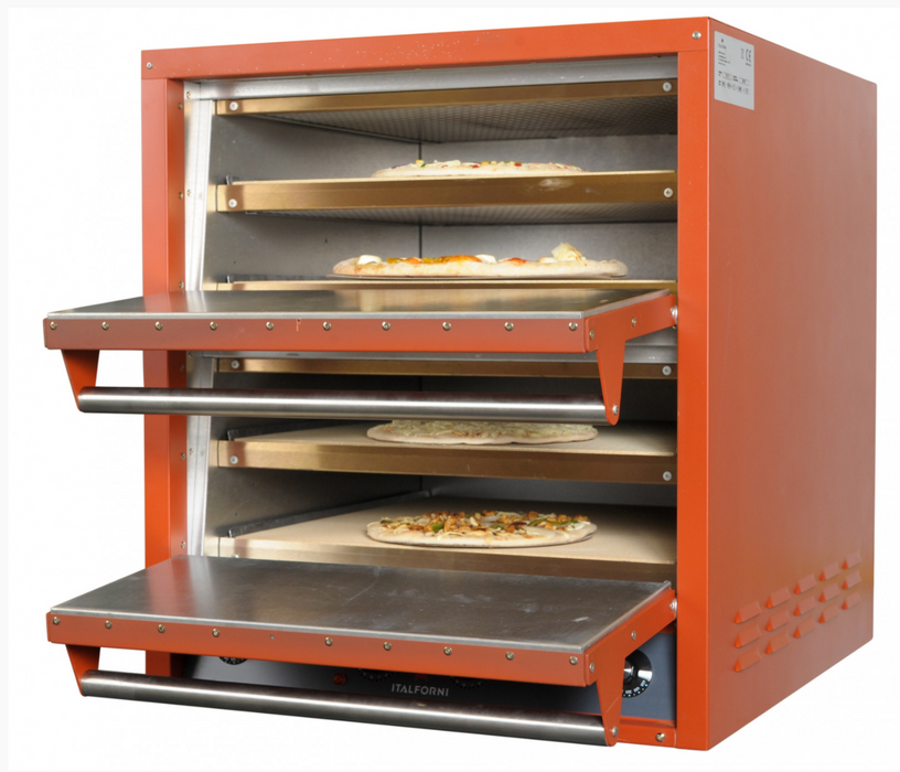ITALFORNI IT2+2/R TWIN DOOR PIZZA OVEN WITH 4 COOKING DECKS - 4 X 20" PIZZA CAPACITY