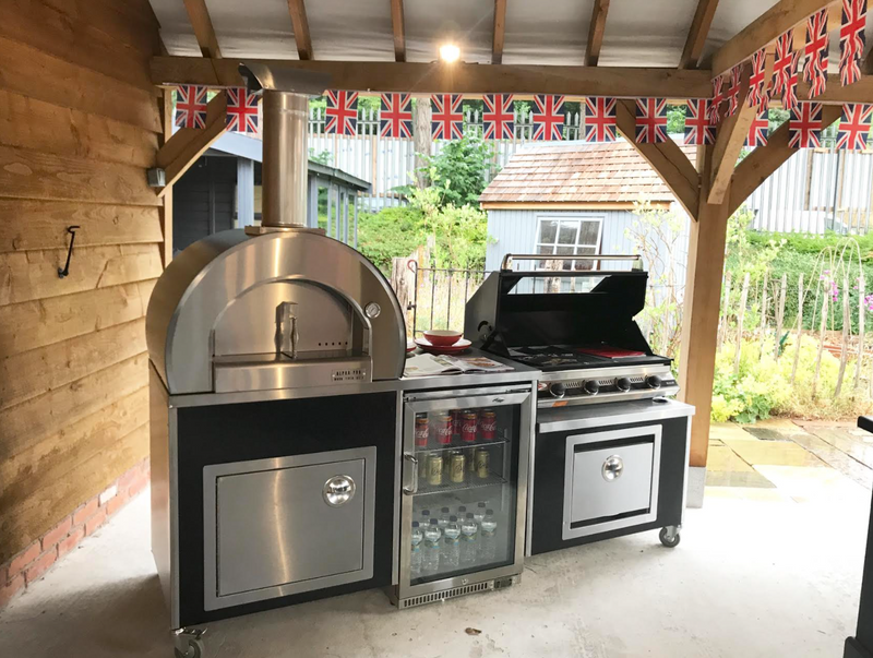 Beefeater 1200E Built-In 4 Burner Gas BBQ Outdoor Kitchen, Piccolo Pizza Oven and Fridge
