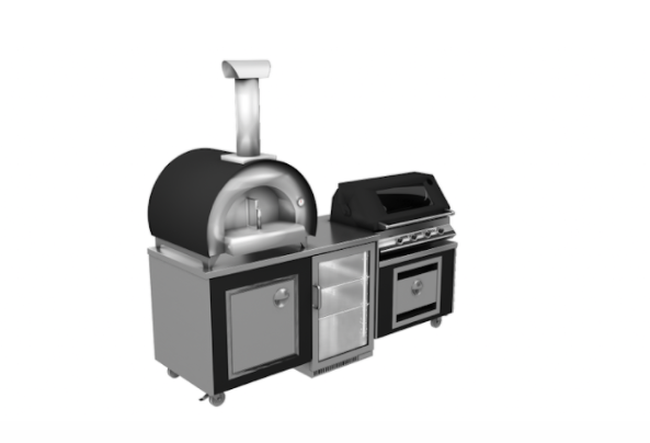 Beefeater 1200E Built-In 4 Burner Gas BBQ Outdoor Kitchen, Piccolo Pizza Oven and Fridge