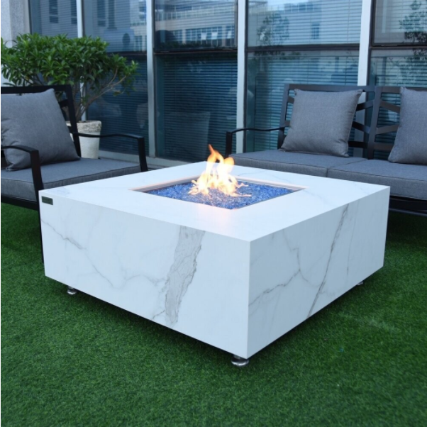 Bianco Marble Porcelain Fire Table