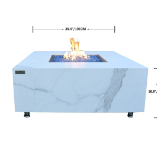 Bianco Marble Porcelain Fire Table