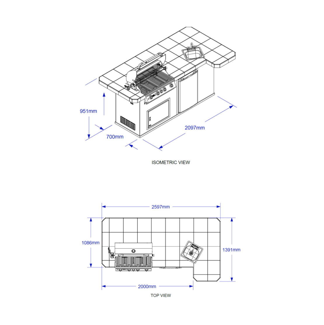 Bull BBQ Outdoor Kitchen Islands -ODK BBQ - UPGRADED