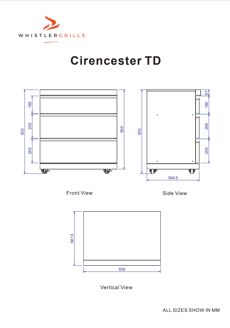 Whistler Cirencester Triple Drawer Cabinet | 830mm