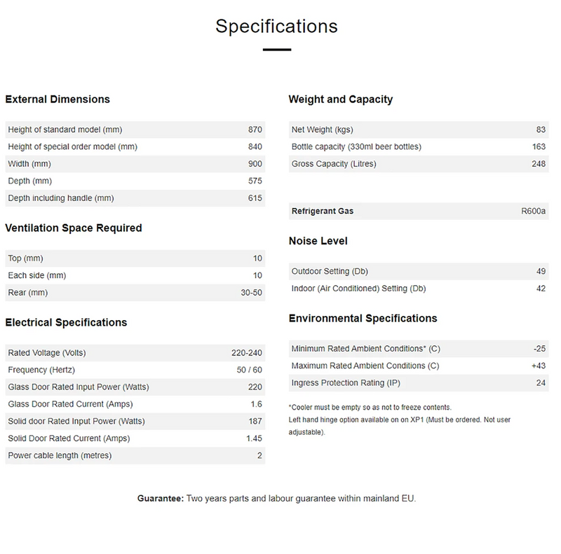 Blastcool Double Outdoor Fridge with Glass Doors