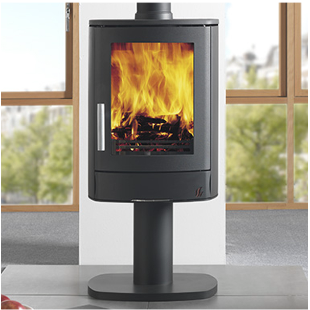 Neo 1P Eco 5Kw Wood-Burning Stove with pedestal base
