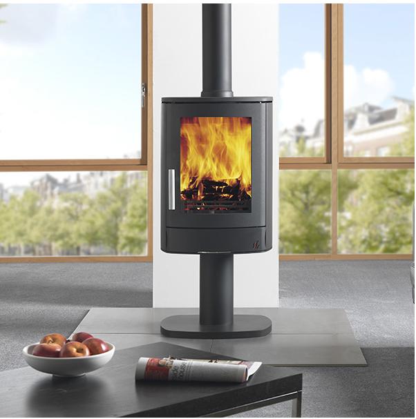 Neo 1P Eco 5Kw Wood-Burning Stove with pedestal base
