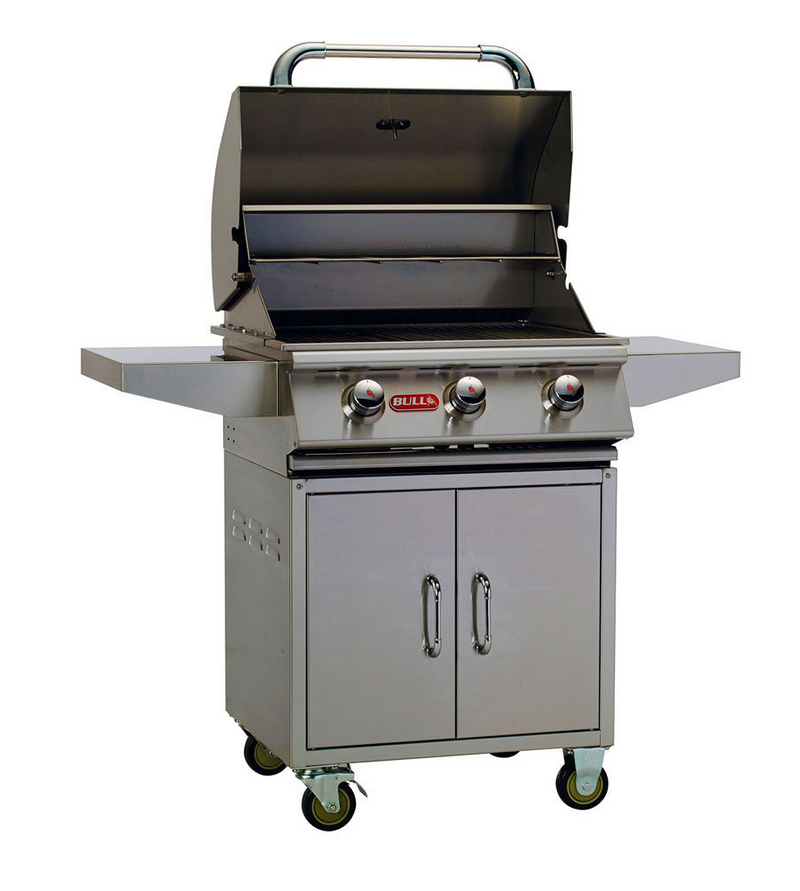 Bull Steer 3 Burner Gas BBQ Grill - Cart Stainless Steel