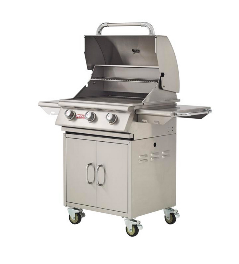 Bull Steer 3 Burner Gas BBQ Grill - Cart Stainless Steel