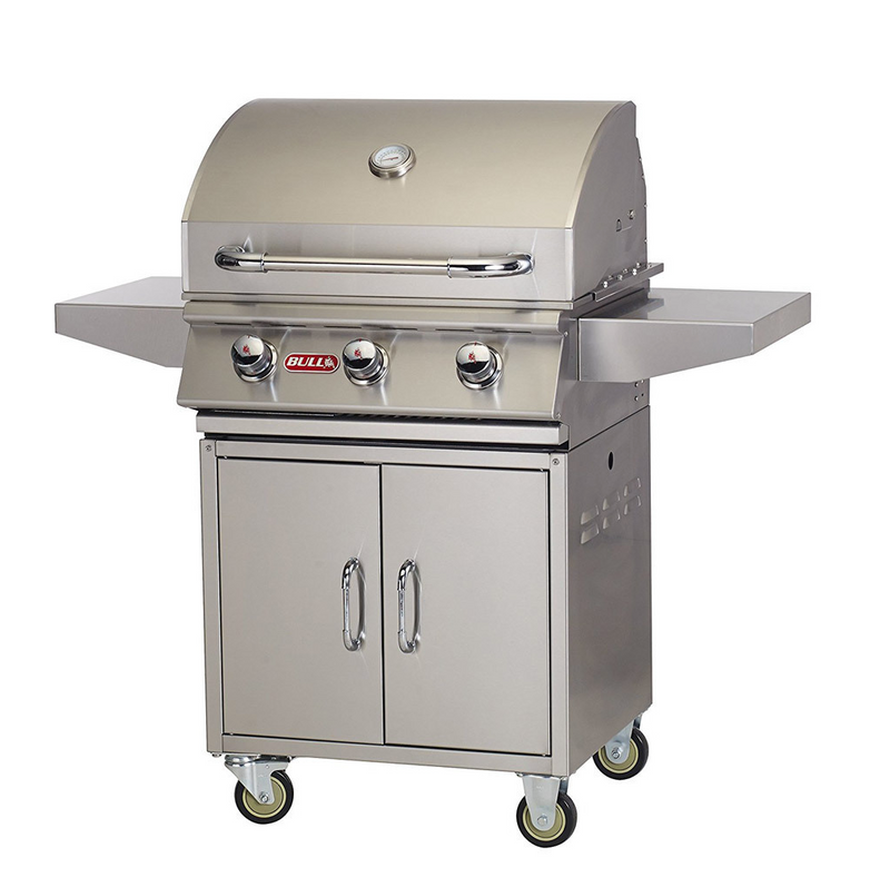 Bull Steer 3 Burner Gas BBQ Grill - Cart Stainless Steel