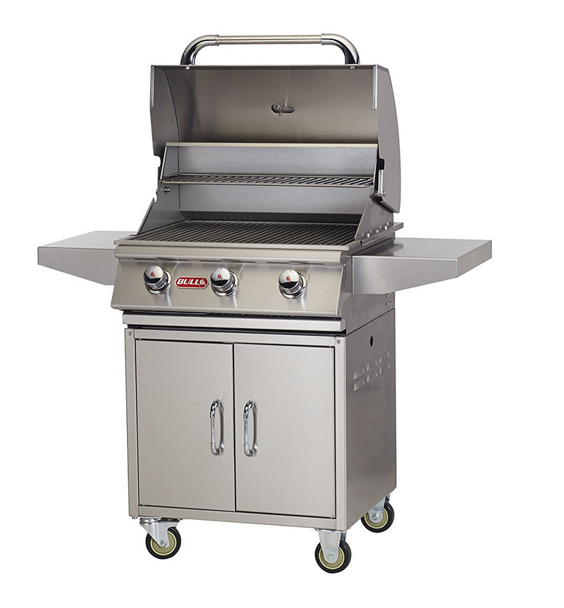 Bull Steer 3 Burner Gas BBQ Grill - Cart Stainless Steel
