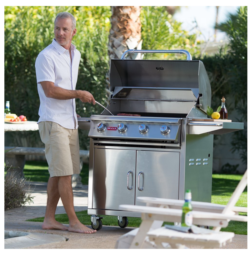 Bull Lonestar 4 Burner Gas BBQ Grill - Cart Stainless Steel