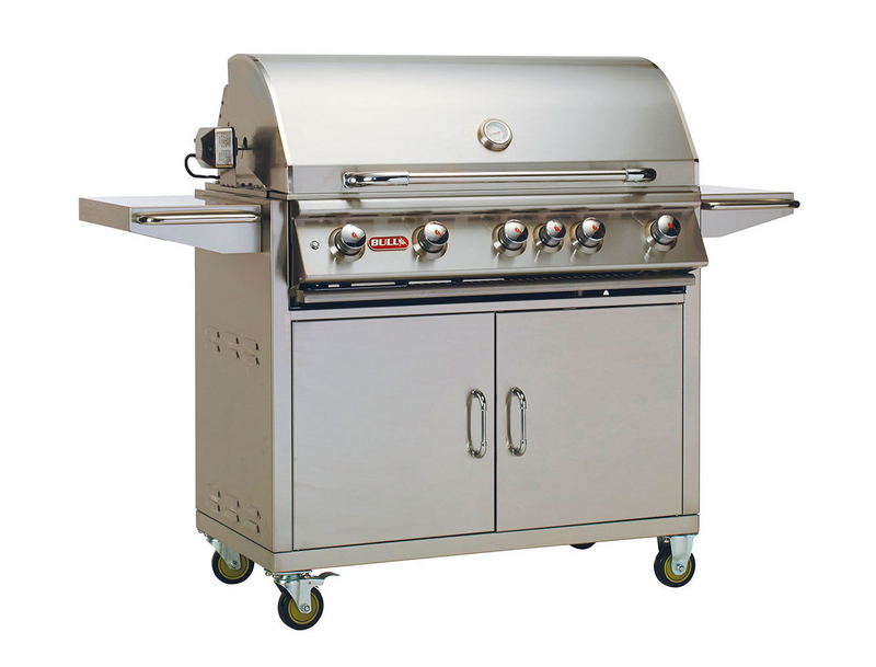 Bull Brahma 5 Burner Gas BBQ Grill - Cart Stainless Steel