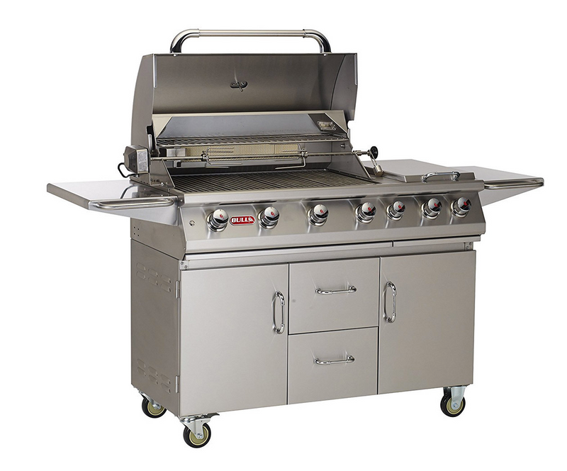 Bull Built-in 7 Burner Gas BBQ Grill - Cart Stainless Steel