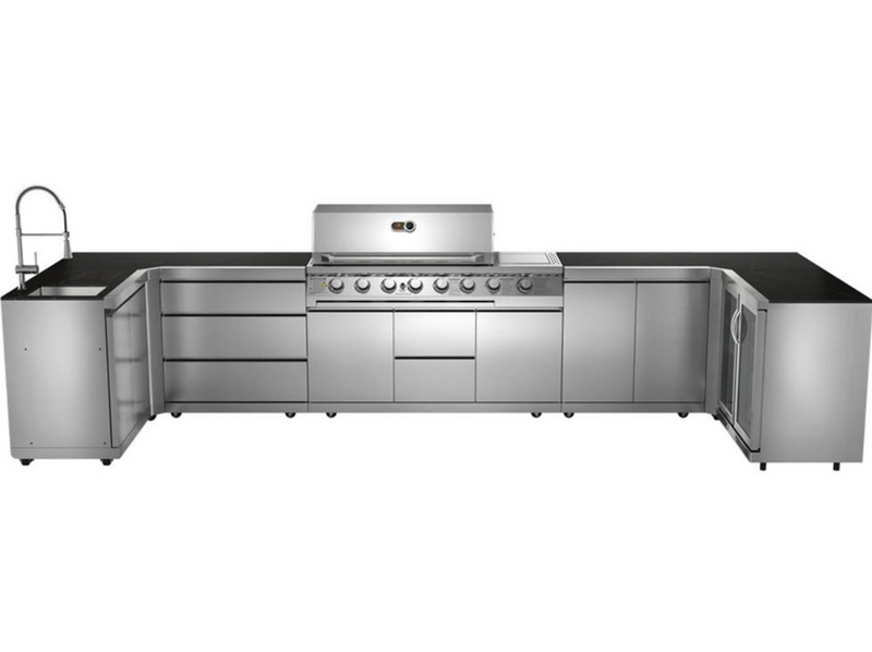 Whistler Outdoor Kitchen 6 Burner BBQ, Sink and Fridge | Luton | 1.5 x 4.4 x 1.6Meters