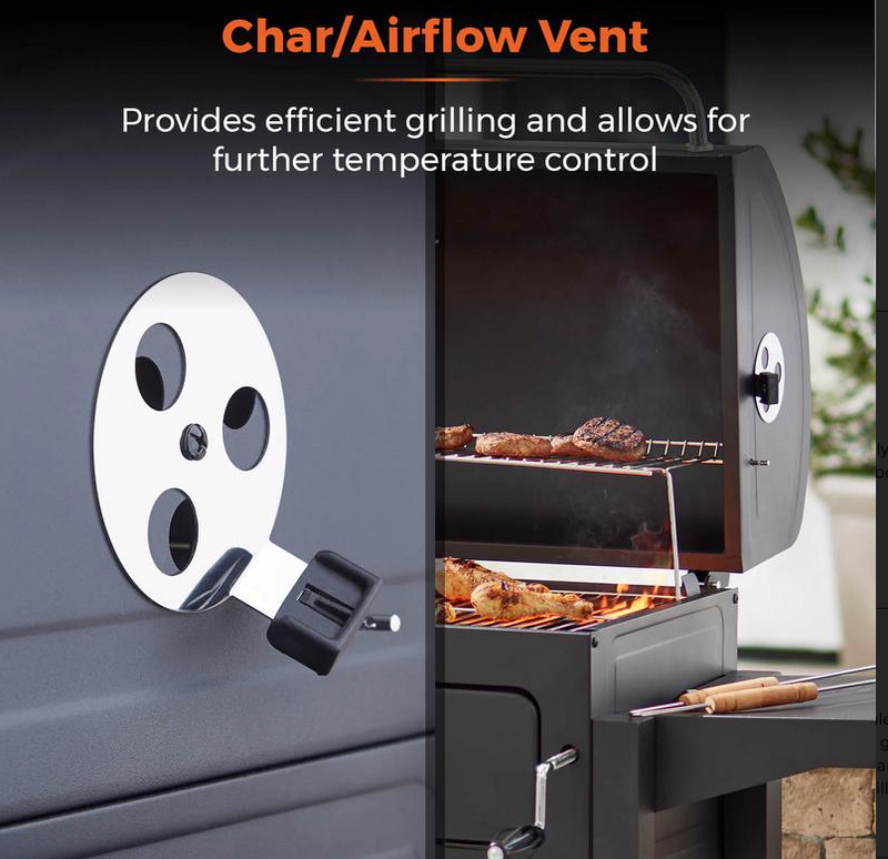 Ignite Duo XL BBQ Grill with Adjustable Charcoal Grill and Temperature Gauge